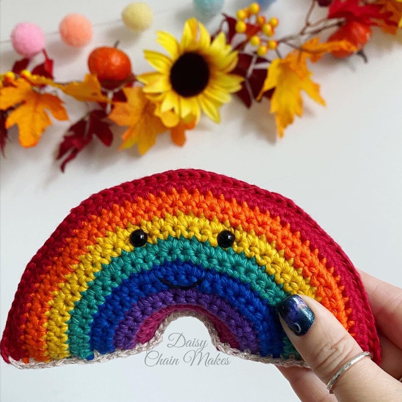Rainbow Crochet - Winter Rainbow - Crochet Rainbow Decor - Crochet Decor