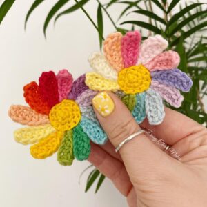 Rainbow daisy earrings - bright rainbow earrings - pastel rainbow earrings - crochet earrings