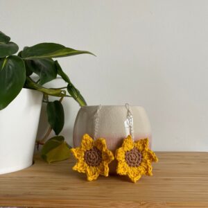 Sunflower earrings - crochet sunflower - crochet earrings