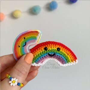 Sticker and crochet rainbow bundle - crochet rainbow - vinyl sticker - rainbow sticker