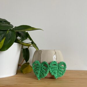 Monstera earrings - Monstera leaves - crochet monstera - crochet earrings