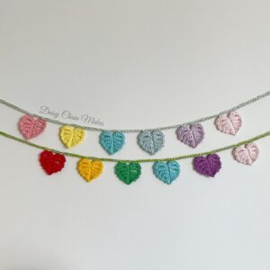 Monstera leaf garland - rainbow monstera leaf - rainbow garland - crochet monstera