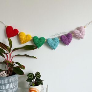 Rainbow heart garland - rainbow hearts - crochet heart garland - rainbow bunting