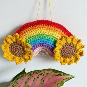 Sunflower rainbow - crochet rainbow - rainbow decor - sunflower decor - crochet decor