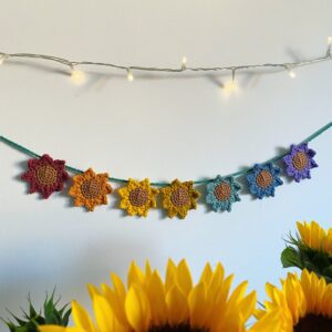 Sunflower garland - rainbow sunflower garland - crochet sunflower bunting - crochet sunflower