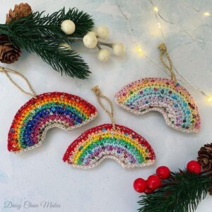 Christmas Rainbow - Sparkly Rainbow - Crochet Rainbow - Christmas Decor