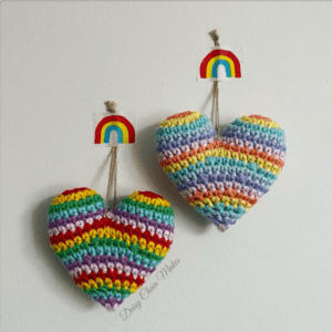Rainbow striped hearts